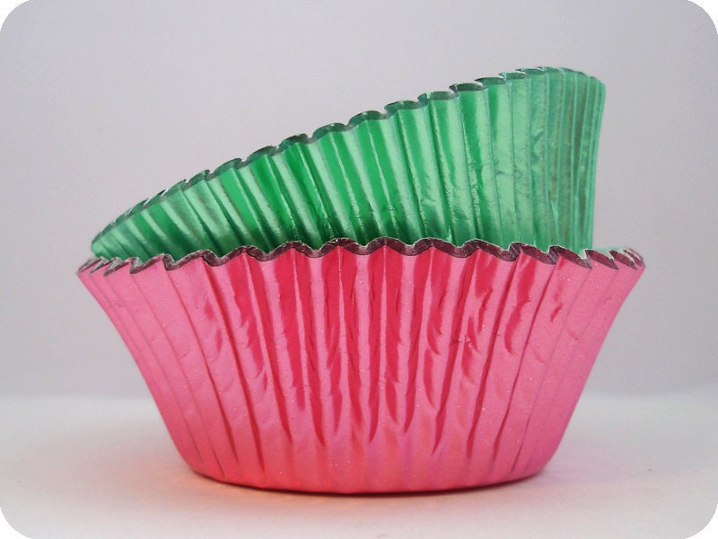 60 Pink and Green Foil Cupcake Liners Baking Cups Il_170x135