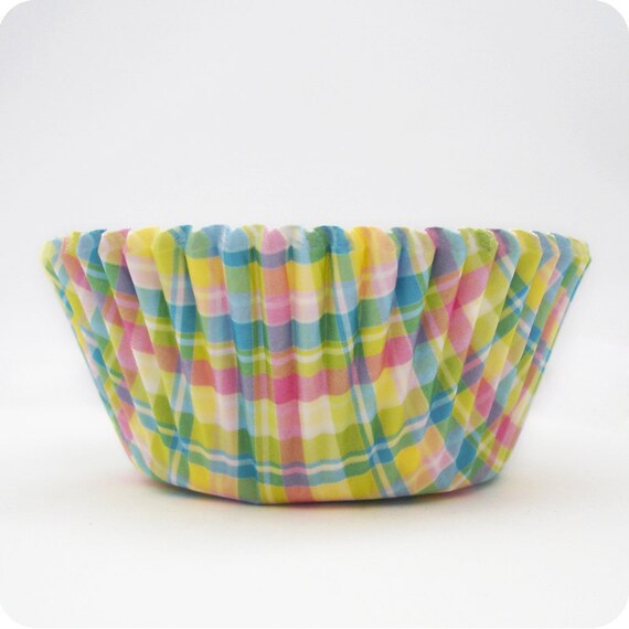 50 Springtime Plaid Cupcake Liners Baking Cups Il_570xn