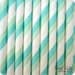 Striped Paper Straws - 25 Aqua and Green Striped Paper Drinking Straws with FREE Printable Flags