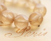 Light Beige czech glass beads - pastel dotted round cut, vintage look - 10mm - 10Pc - 0175