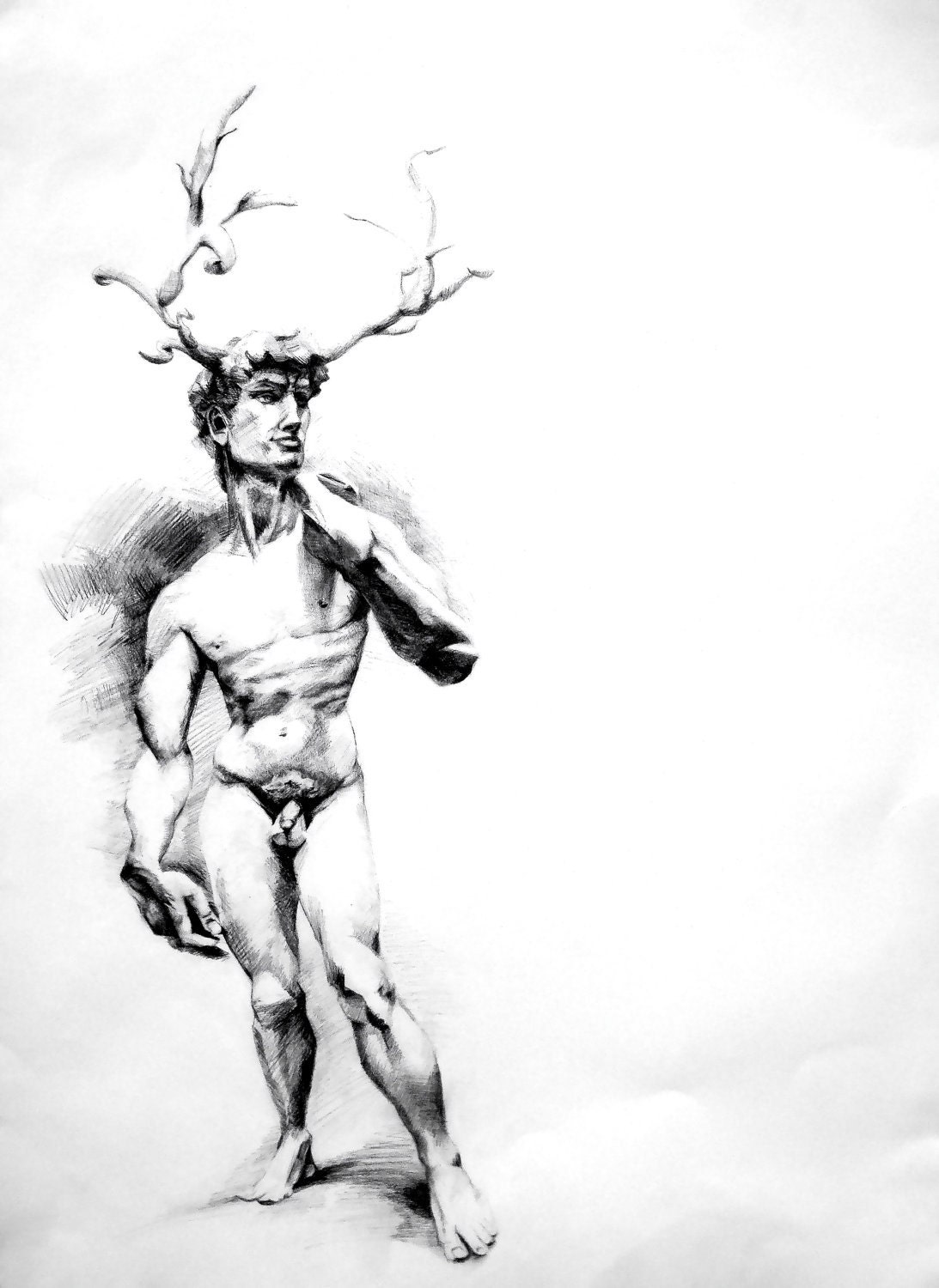 Cernunnos - surreal portrait drawing