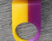 60s Vintage French  Ring Plastic Large Psychedelic Flashy Colour Fun Modernist  Size 6.5 Us  53.5 FR