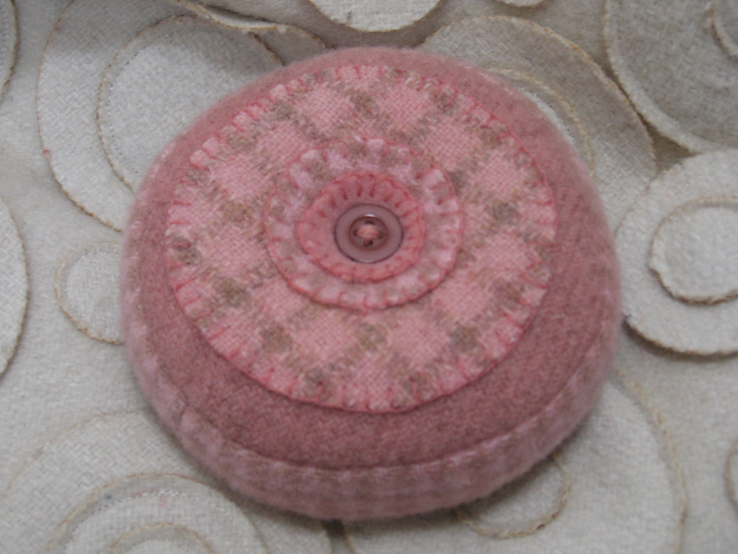 Pin Cushion -- Pink Felted Wool