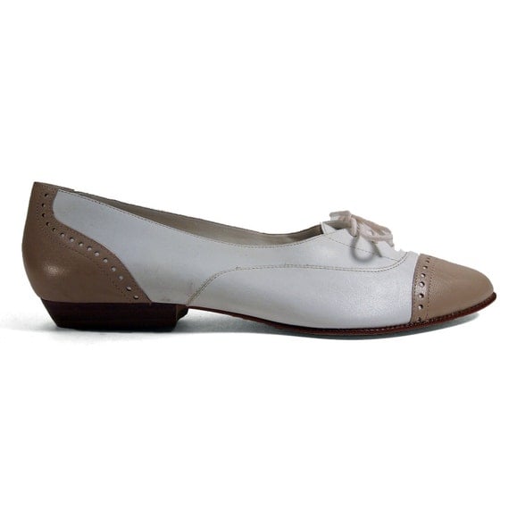Women's Spectator Shoes in a Low Cut Oxford with Perforated Details in