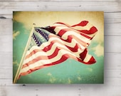 American Flag Photo - 8 x 10 vintage style digitally enhanced