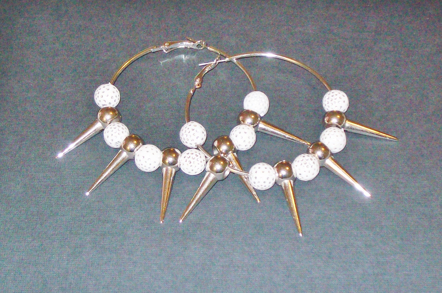 White Spike Hoop Earrings
