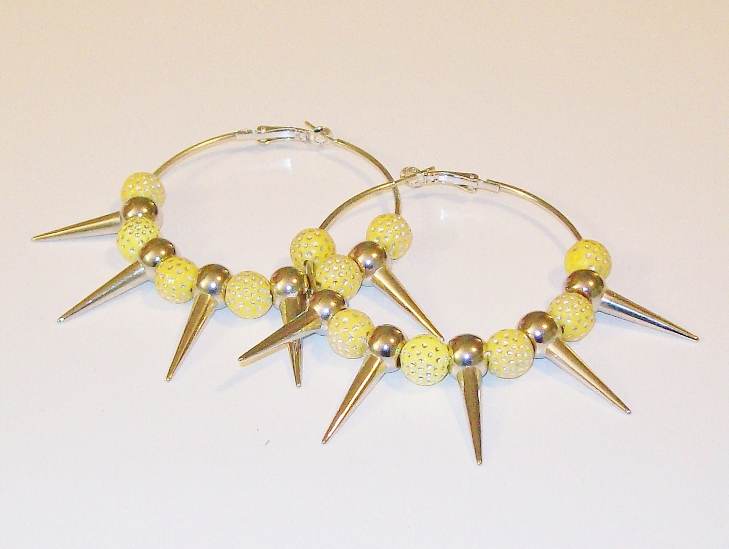 Yellow Spike Hoop Earrings