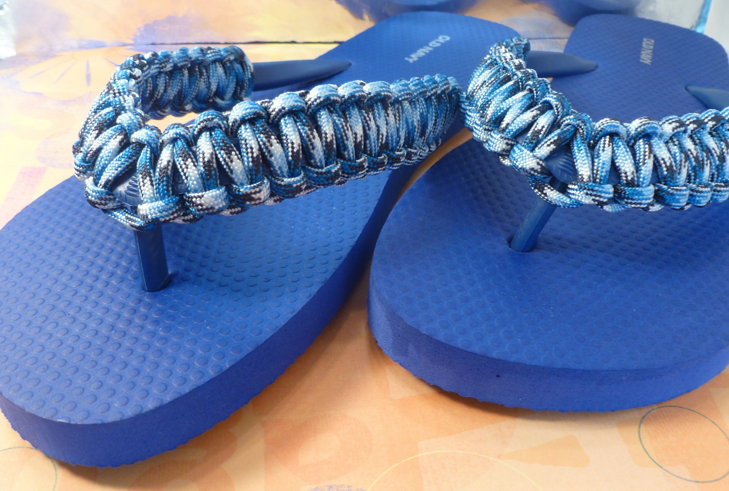 Flip Flops Blue & White Paracord