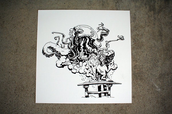 Surf Resin Monster Illustration Poster