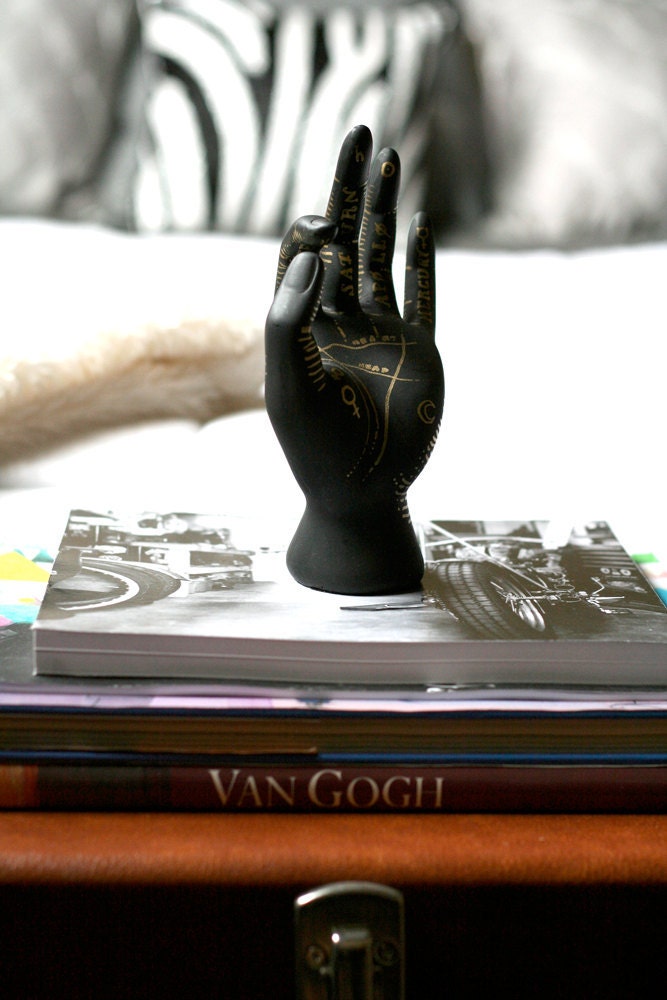 Hand Painted Astrological Palm Reading Ring and Jewelry Holder / Display