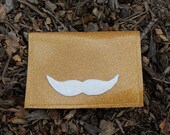 Glitter Vinyl Billfold Wallet With Mustache