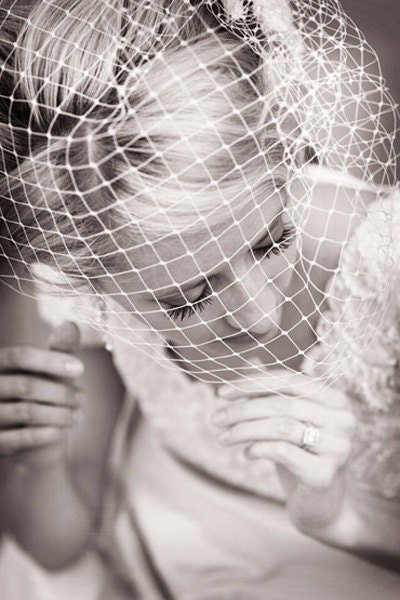 Birdcage Veil -Bridal Veil Blusher Birdcage Wedding Veil  Ivory  White