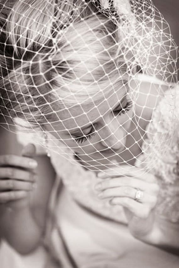 Bridal Birdcage Veil Wedding Veil Ivory  White
