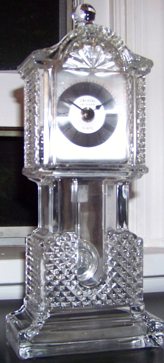 Vintage Lead Crystal Grandfather Style Clock by PaintedOnPlaques