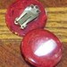 Vintage Burgundy Red Marbled Round Clip Back Earrings 1970 Jewelry Disco Style