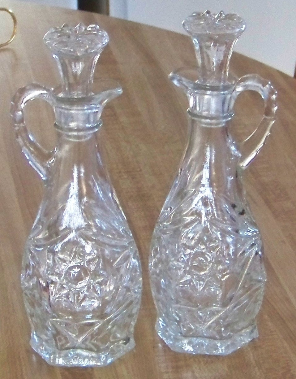 Vintage Clear Glass Crystal Oil / Vinegar by PaintedOnPlaques