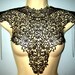 Steampunk lace collar black bib detachable collar necklace with silver chain epaulets BODY TATTOO high fashion alternative couture