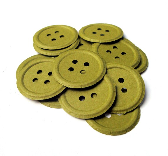 20 Moss Green Embossed Buttons Paper Card Stock Embellishments