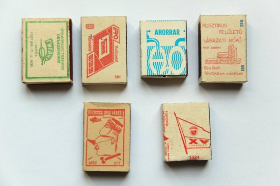 Vintage European Matchboxes Set of 5