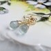 Natural Blue Aquamarine Wire Wrapped Gold Earrings
