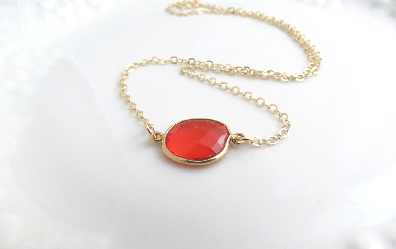 Orange Quartz Gold Necklace