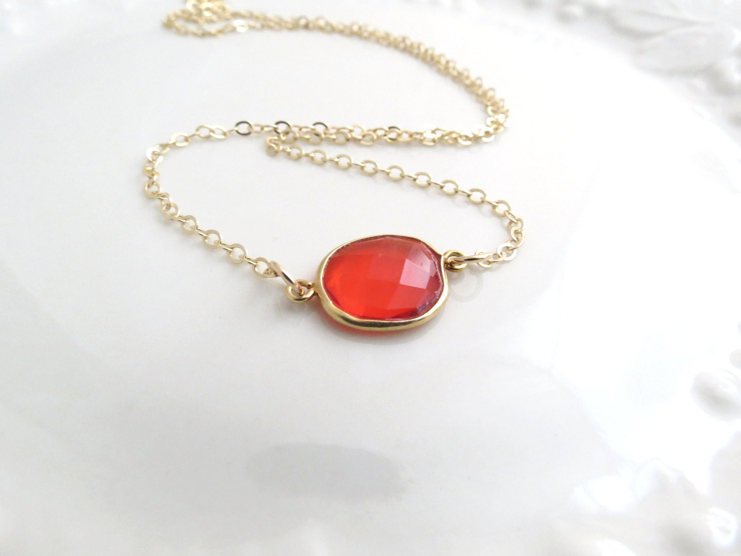 Orange Quartz Gold Necklace