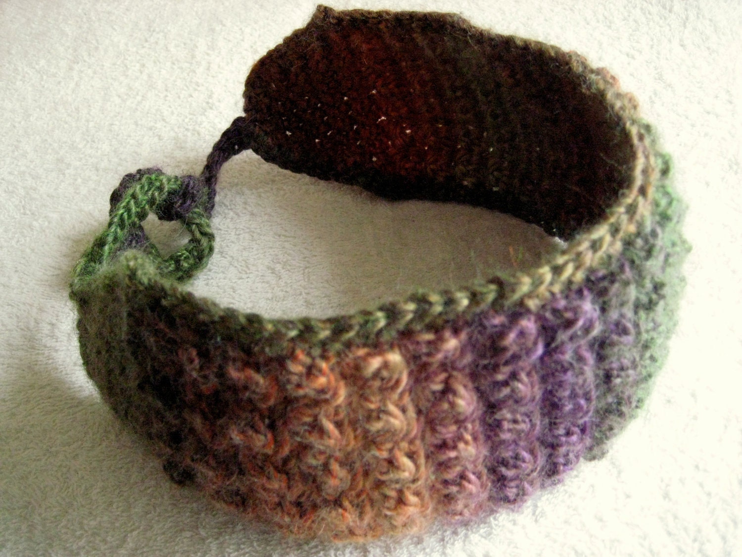 Crocheted Ear Warmer (Orange, Green, & Purple)