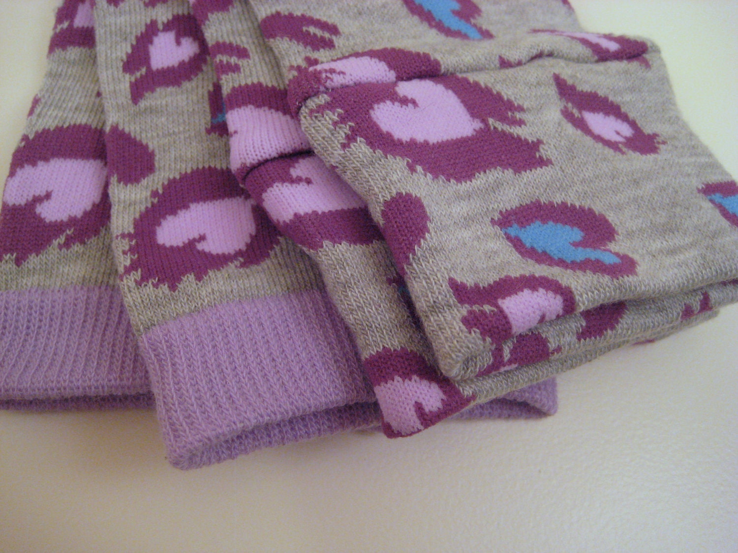 Heather Grey with Animal Print & Hearts Baby/Toddler Leggings (Plum, Blue, Lavender)