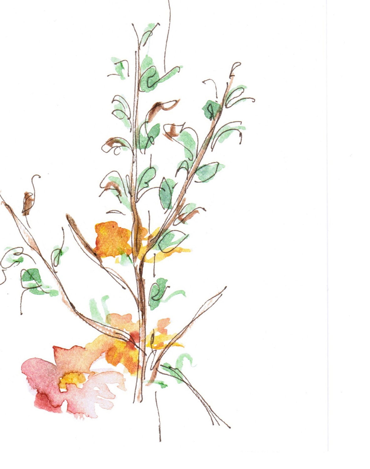 Handpainted Greeting Card, Notecard, Orange, Peach, Wedding, Thank you, Women, Teen, promo123, handmadec, art, watercolor
