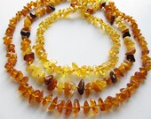 SUPER OFFER Lot of 3 Baltic Amber Baby Teething Necklaces Free Form Cognac Lemon and Multicolor Beads