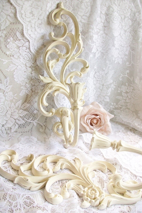 shabby chic decor creamy white sconces syroco by gardenofchic shabby chic decor creamy white sconces syroco by gardenofchic