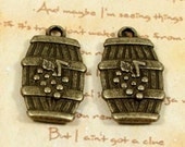 10 pcs 26x15mm Antique Bronze Wine Barrels Double Sided Charms Pendants a02f118