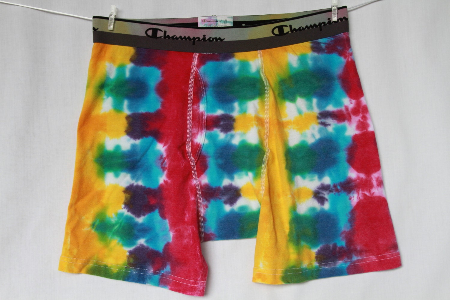Men's Boxer Briefs Large Lime Sky Blue Golden Yellow Purple Fuschia Green 2tiedye4