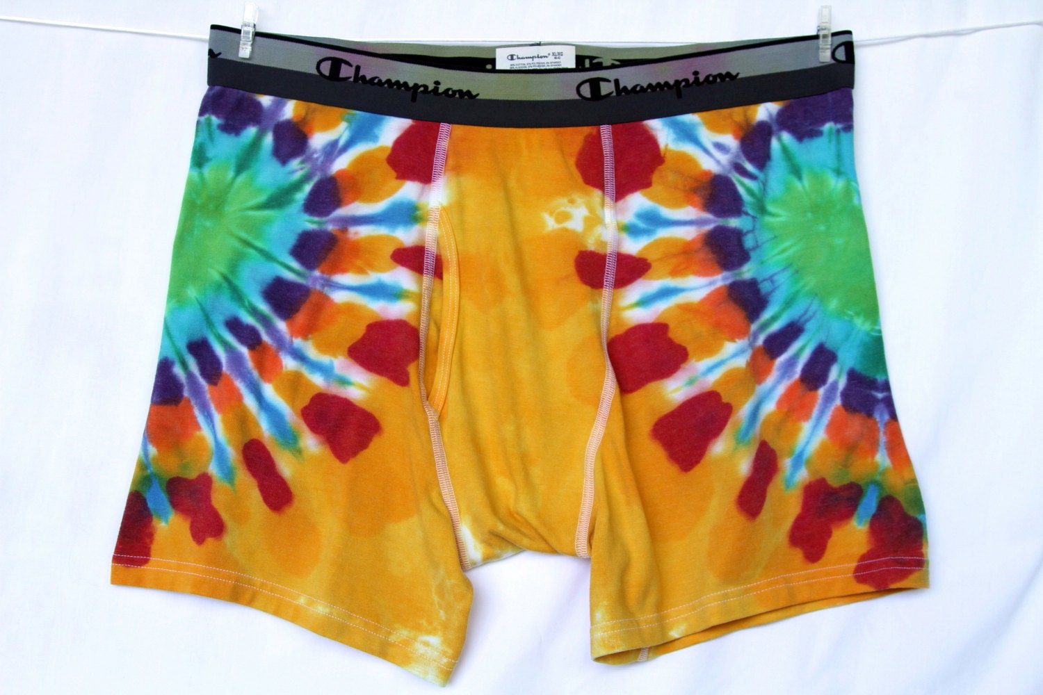 Men's Boxer Briefs XLarge Red Hearts Golden Yellow Purple Red Sky Blue Turquoise 2tiedye4