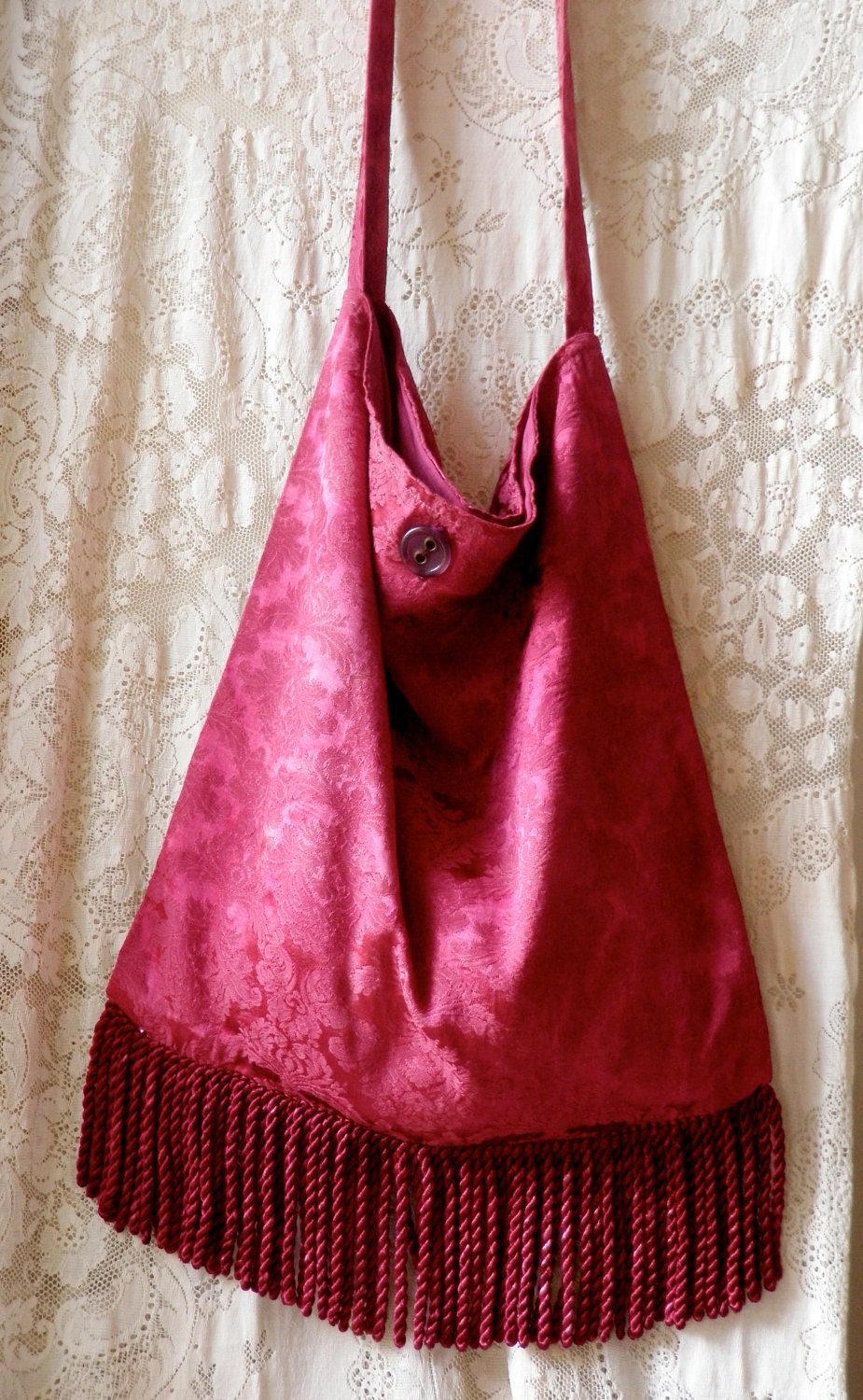 Shoulder bag pink fringe.  Non profit.