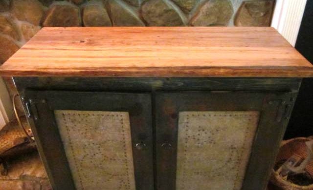 Hand Crafted Primitive Style Solid Pine Pie Safe w/ Punched Tin Door Inserts