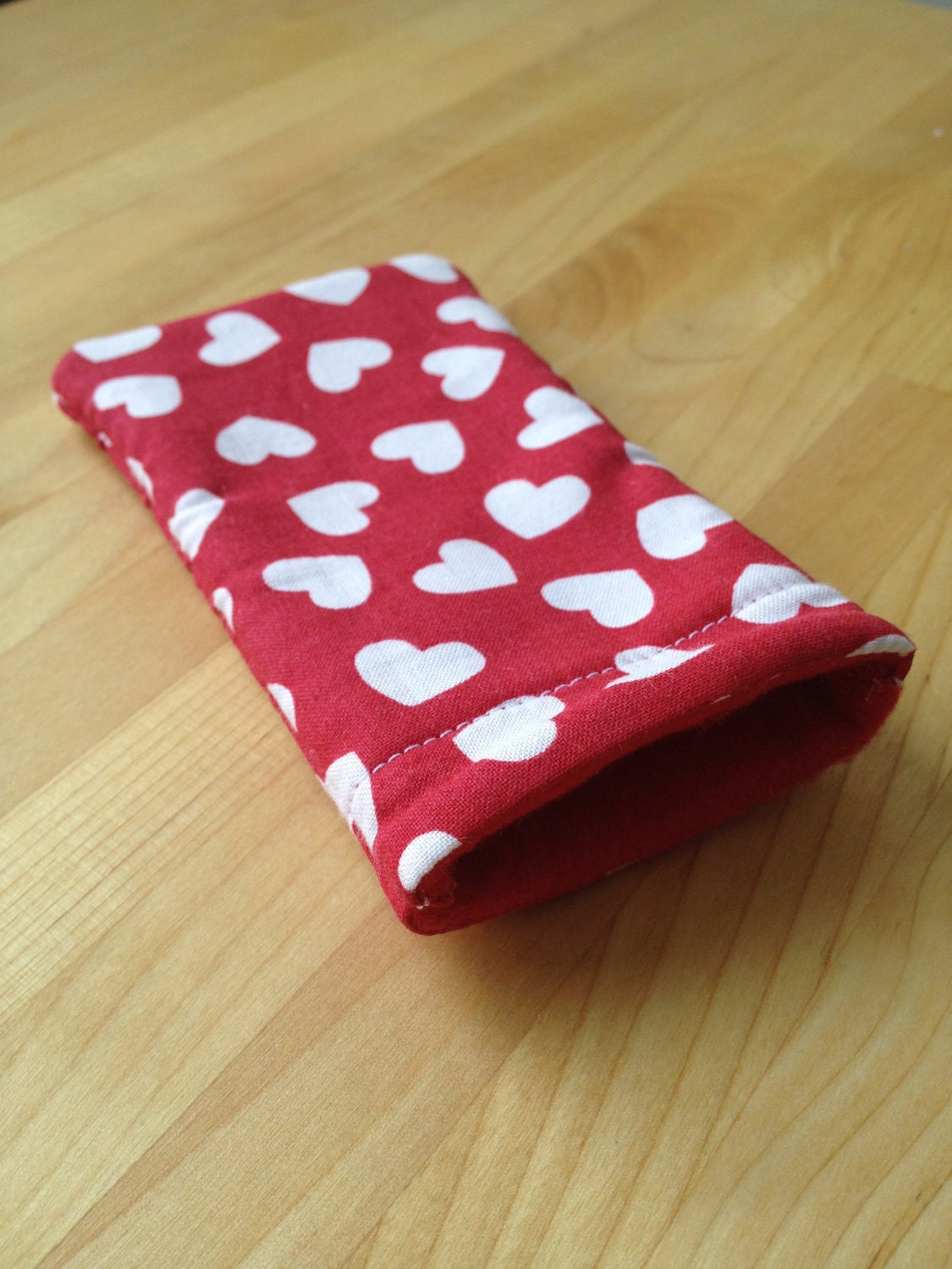 iPhone pouch with snuggly red fleece inside