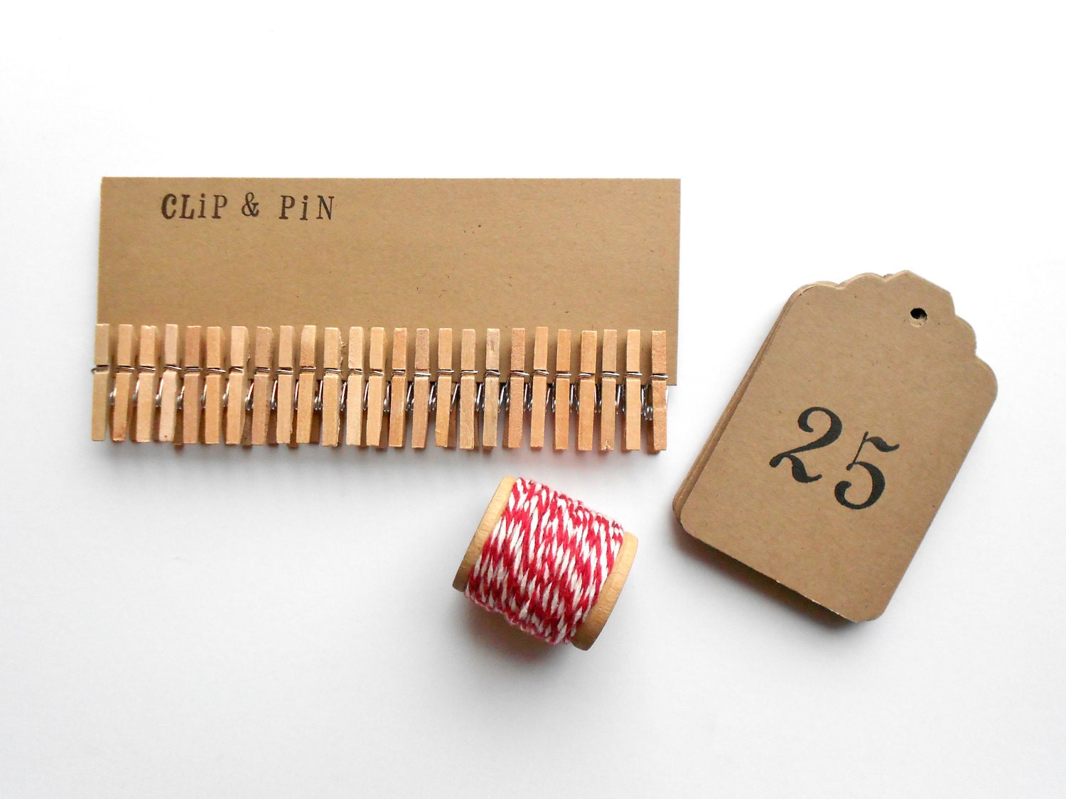 Kraft Advent Calendar Garland - 25 Numbered Tags - 25 Natural Clothespins - 10 Feet Bakers Twine