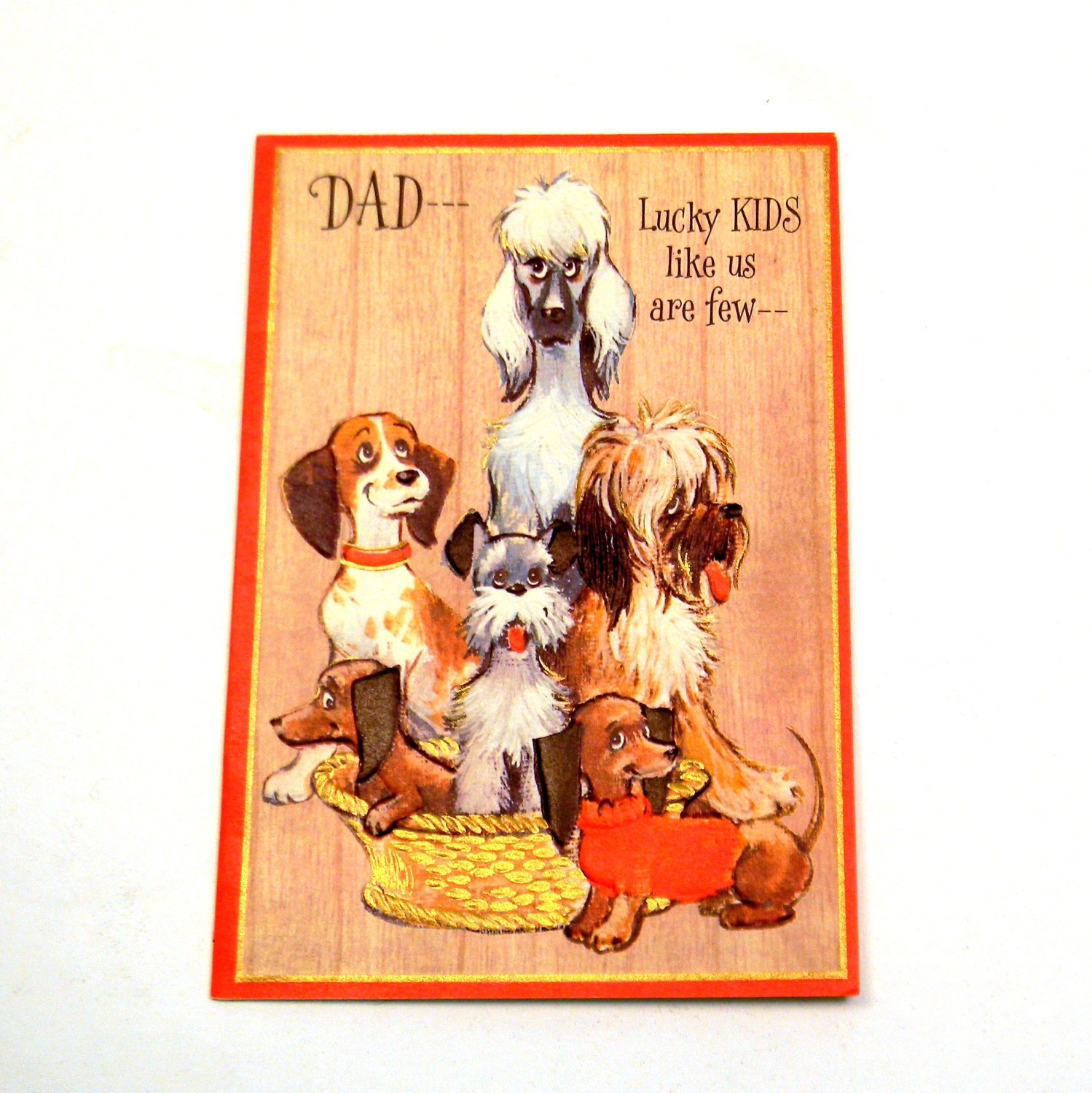 Father's Day Card, Vintage 1960s Hallmark Dog Greeting Card