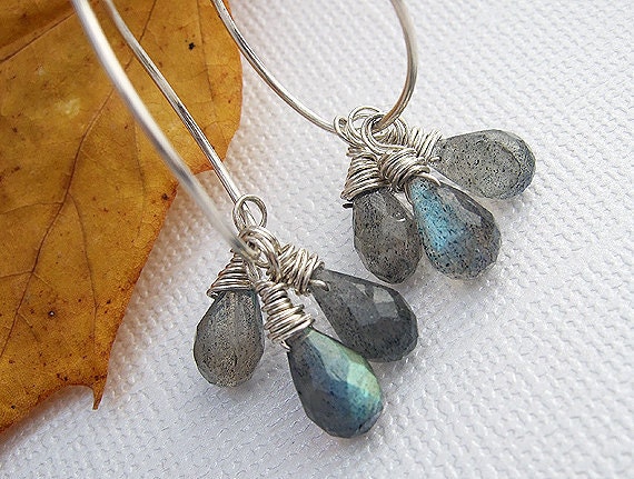 Sterling Labradorite Earrings - Labradorite & Sterling Silver Teardrop Earrings