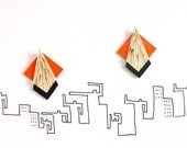 Neon orange earrings - tribal style and tangerine tango color for this post earrings