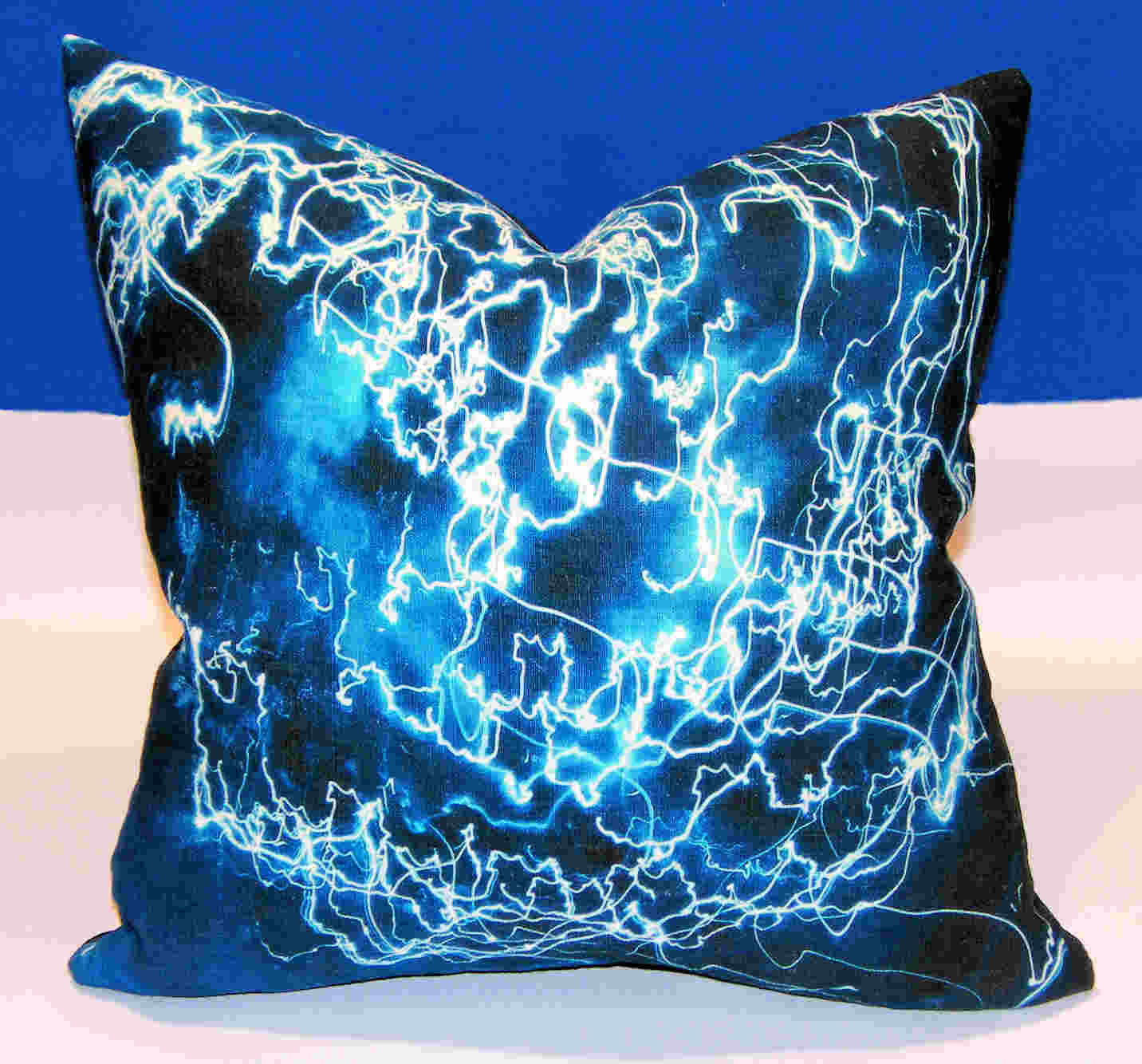 Items similar to Electric Blue, Hemp fabric throw pillow - digital art print, decorative throw ...