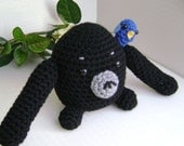 Crochet Amigurumi Gorilla with Blue Bird Friend  Toy  Decoration  Shelf Sitter