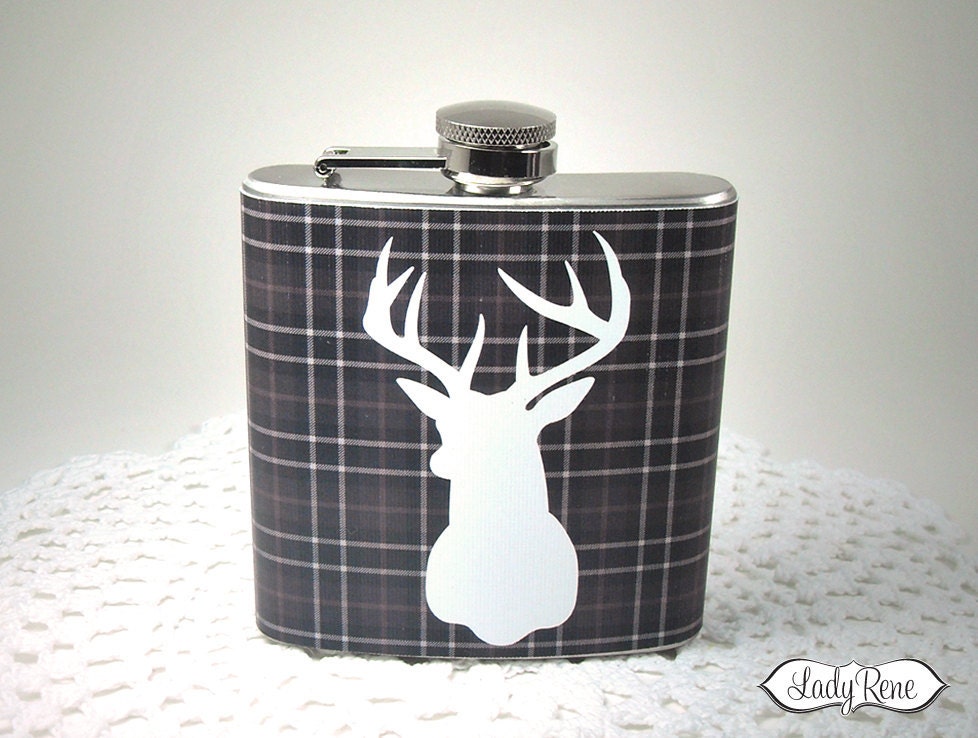 Mod Stag Deer Hip Flask - Gray or Red LR110
