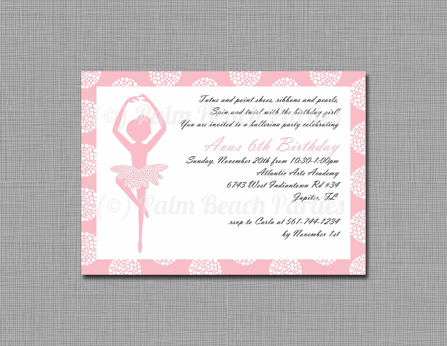 Pretty Ballerina Invitation - Printable