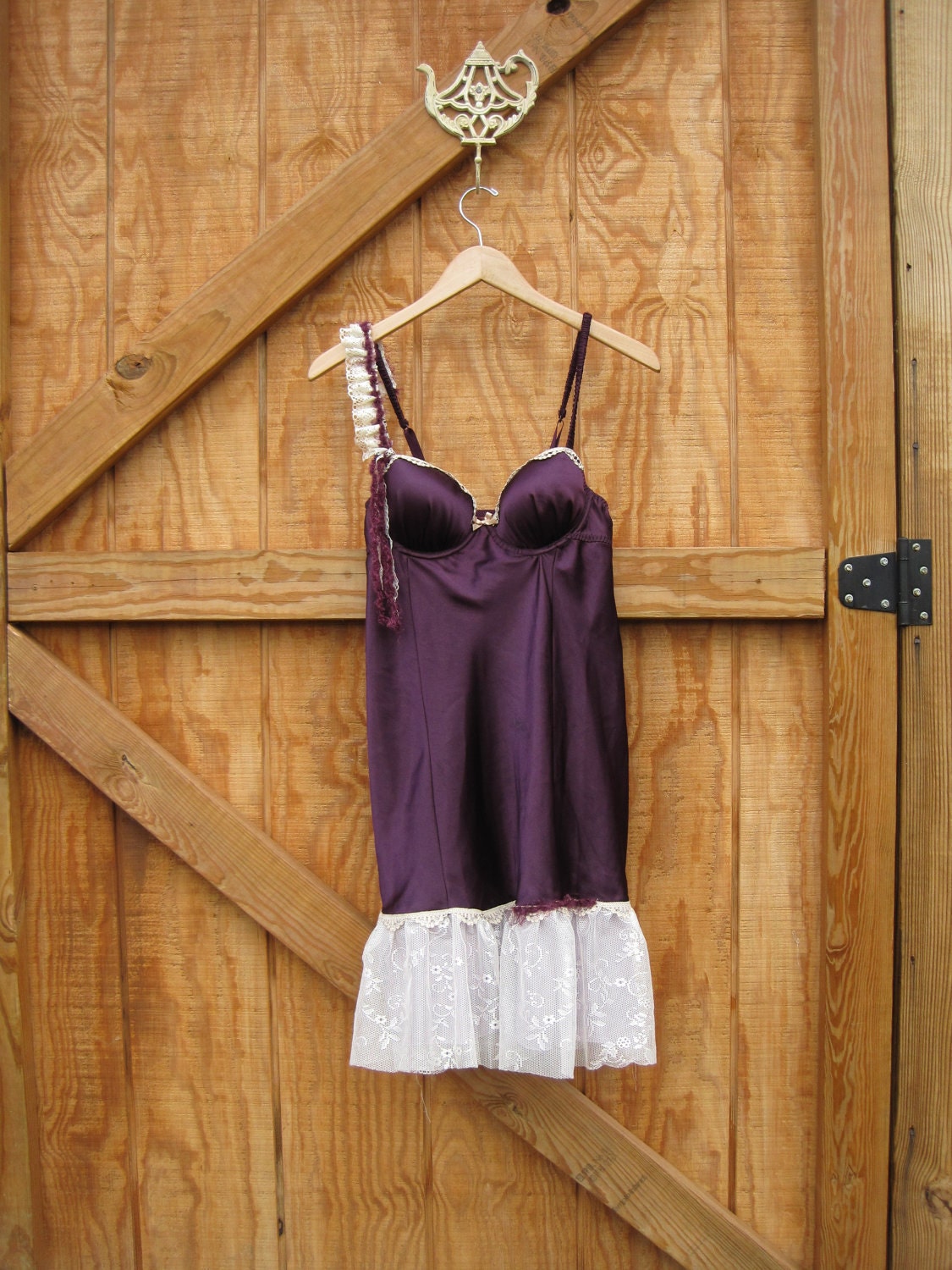 Boho gypsy dress, purple slip dress, upcycled slip Medium Ready to ship