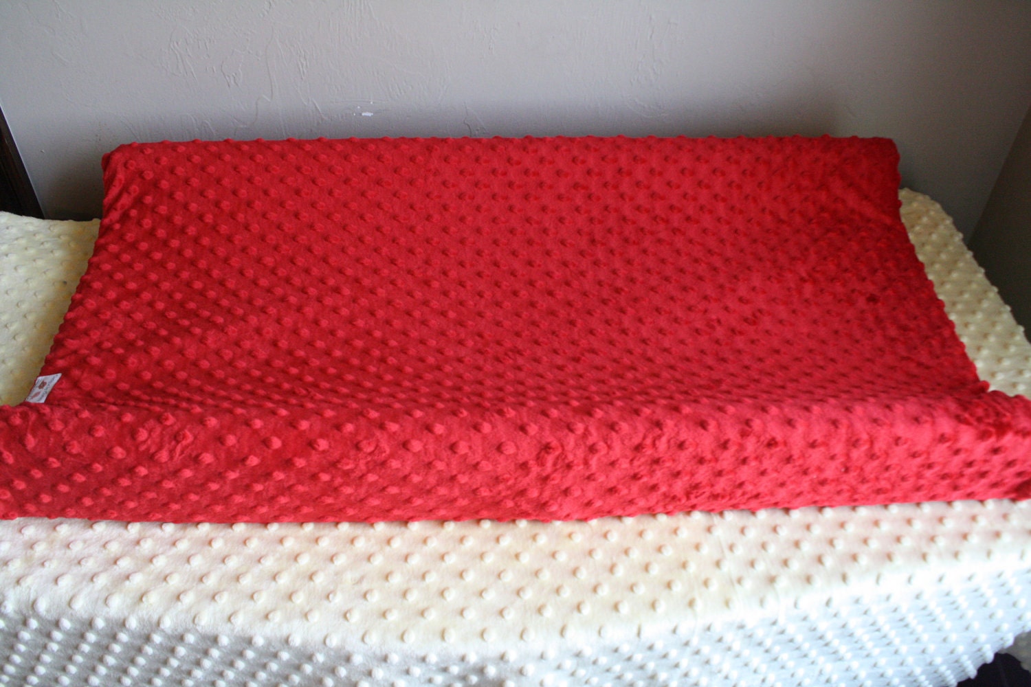 Red Minky Dot Contour Changing Pad Cover