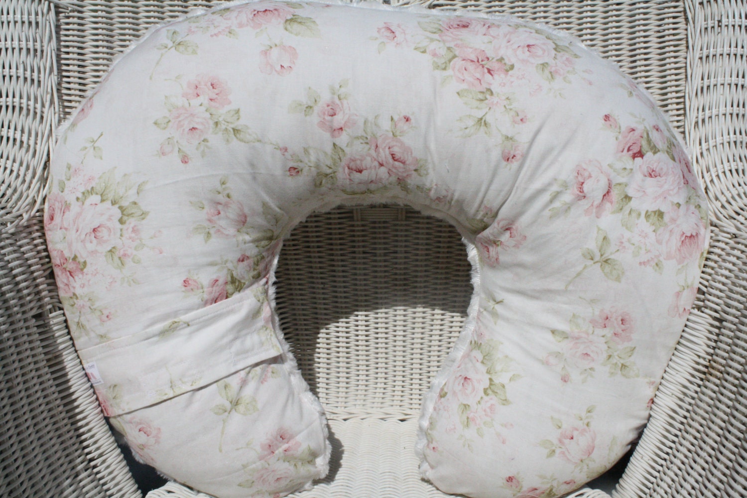 Shabby Chic Roses and Light Pink Minky Boppy Cover