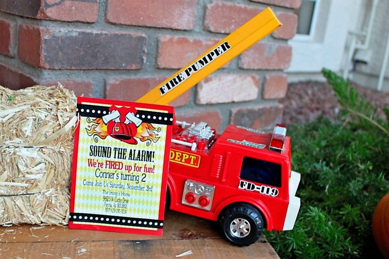 Fireman INVITATIONS - Fire Department - Fire Fighter party- Fire Man - Fire Woman- Boys Birthday - Krown Kreations & Celebrations Il_170x135
