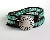 Aqua Leather Wrap Bracelet